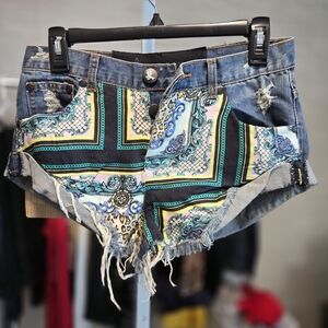 Stylish Denim Patchwork Women Shorts